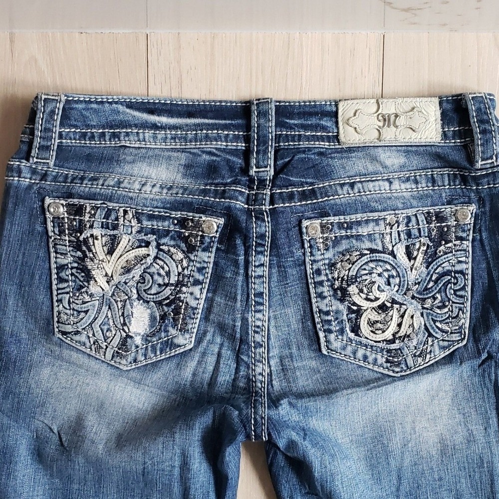 Miss‎ Me Jeans Womens 27 Blue Bootcut Embroidered Pocket Y2K Bling